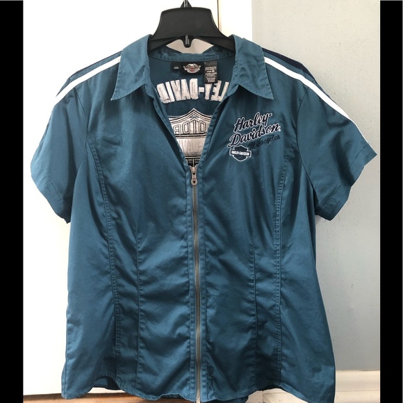Harley-Davidson Tops - Harley-Davidson XXL blue garage shirt